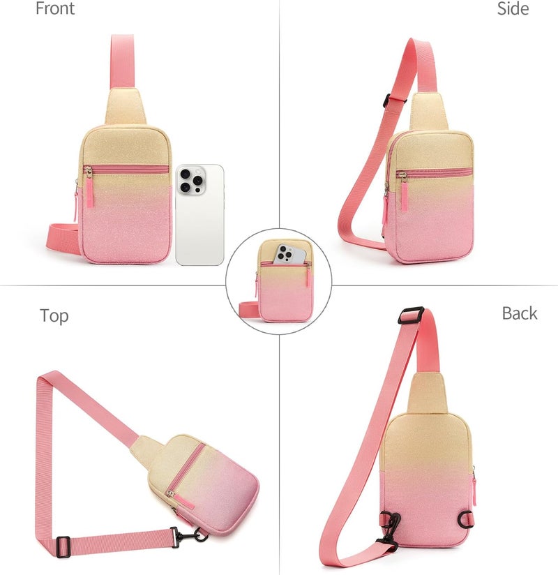 cotmcor Store Valentines Day Gifts for Kids: Fanny Pack Birthday Gift for 8 9 10 11 12 Year Old Teen Girls Trendy Stuff, Preppy Colorblock Crossbody Bag Adjustable Sling Belt Bags Purse for Travel Outdoor - Image 3